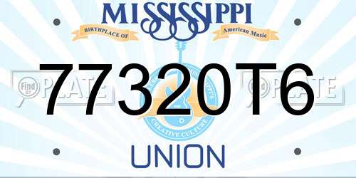 77320T6 Mississippi License Plate