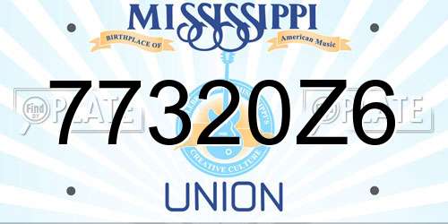77320Z6 Mississippi License Plate