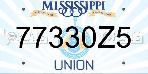 77330Z5 Mississippi License Plate