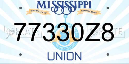 77330Z8 Mississippi License Plate