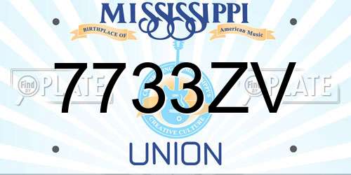 7733ZV Mississippi License Plate