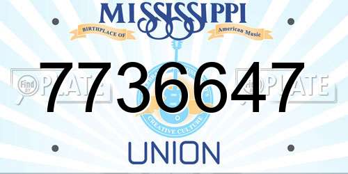 7736647 Mississippi License Plate