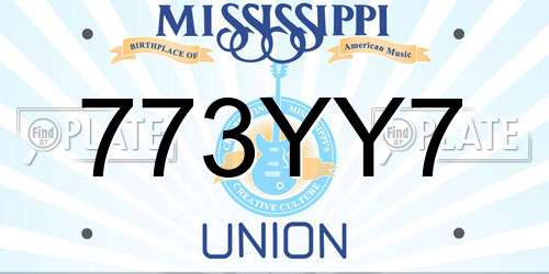 773YY7 Mississippi License Plate