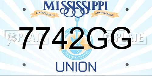 7742GG Mississippi License Plate