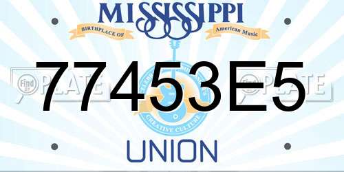 77453E5 Mississippi License Plate