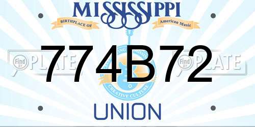 774B72 Mississippi License Plate