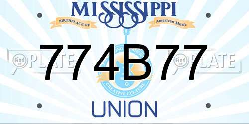 774B77 Mississippi License Plate
