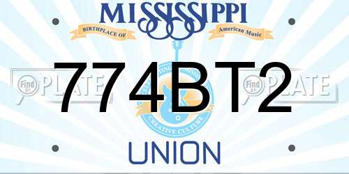 774BT2 Mississippi License Plate