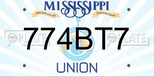 774BT7 Mississippi License Plate