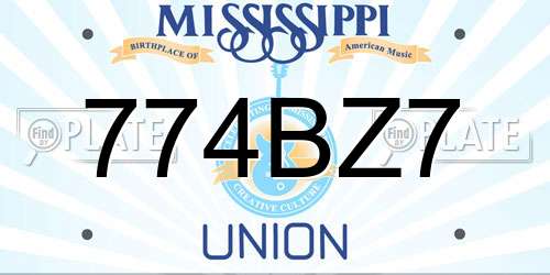 774BZ7 Mississippi License Plate