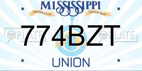 774BZT Mississippi License Plate