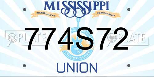 774S72 Mississippi License Plate