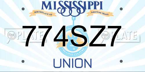 774SZ7 Mississippi License Plate