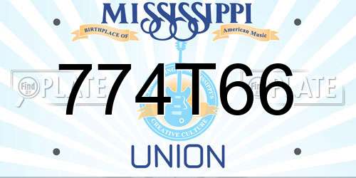 774T66 Mississippi License Plate