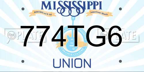 774TG6 Mississippi License Plate