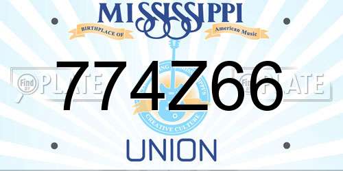 774Z66 Mississippi License Plate