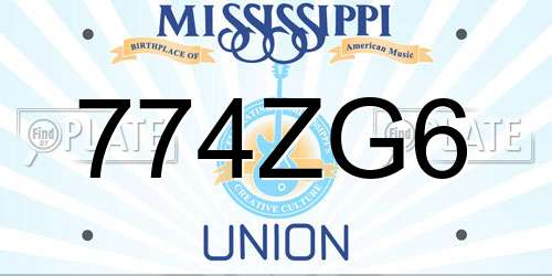 774ZG6 Mississippi License Plate