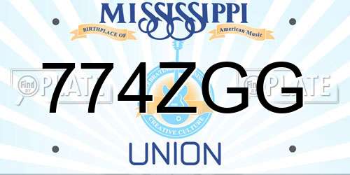774ZGG Mississippi License Plate