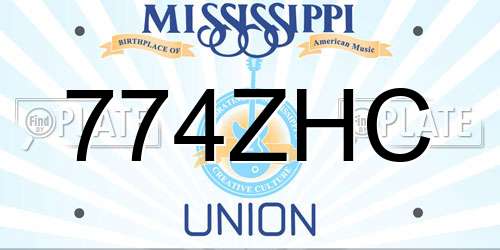 774ZHC Mississippi License Plate