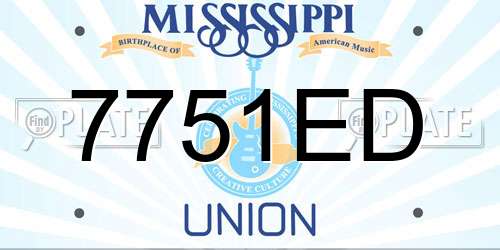 7751ED Mississippi License Plate