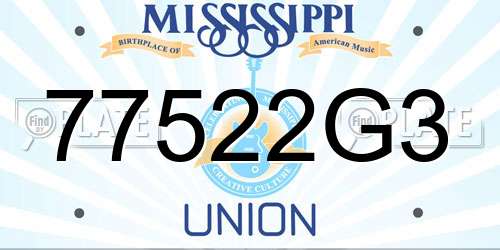 77522G3 Mississippi License Plate