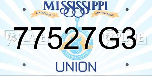 77527G3 Mississippi License Plate