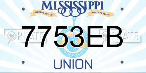 7753EB Mississippi License Plate
