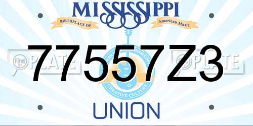 77557Z3 Mississippi License Plate