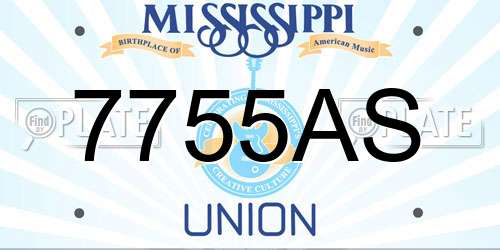 7755AS Mississippi License Plate