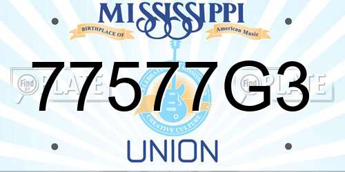 77577G3 Mississippi License Plate