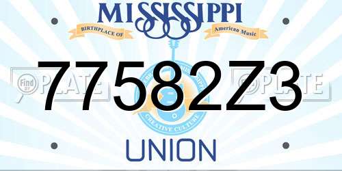 77582Z3 Mississippi License Plate
