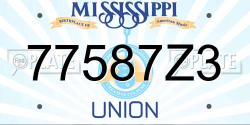 77587Z3 Mississippi License Plate