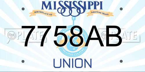 7758AB Mississippi License Plate