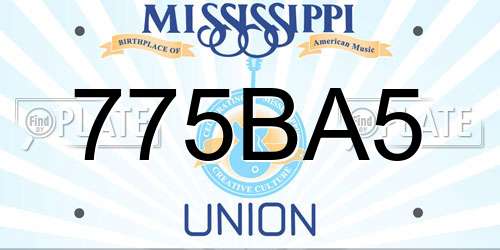 775BA5 Mississippi License Plate