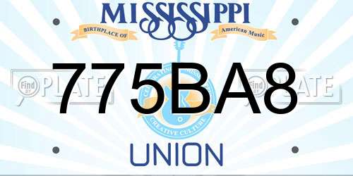 775BA8 Mississippi License Plate