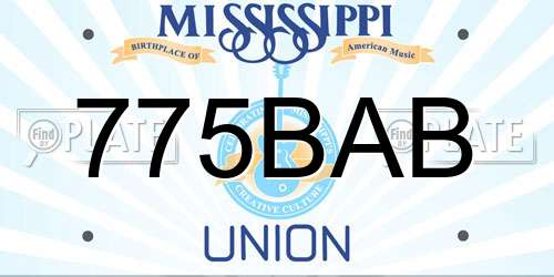 775BAB Mississippi License Plate