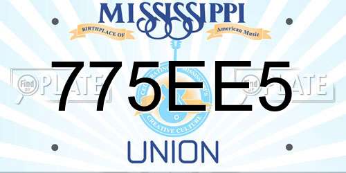 775EE5 Mississippi License Plate