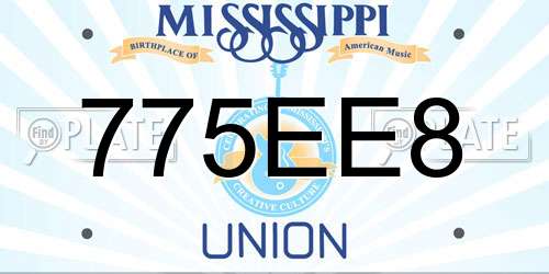 775EE8 Mississippi License Plate
