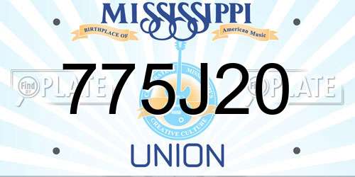 775J20 Mississippi License Plate