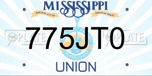 775JT0 Mississippi License Plate