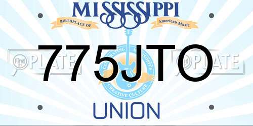 775JTO Mississippi License Plate