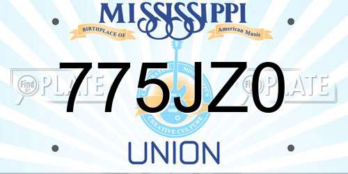 775JZ0 Mississippi License Plate
