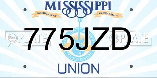 775JZD Mississippi License Plate