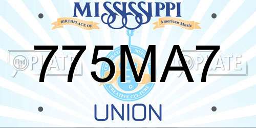 775MA7 Mississippi License Plate