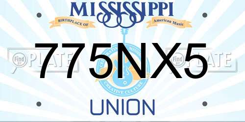 775NX5 Mississippi License Plate