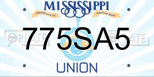 775SA5 Mississippi License Plate