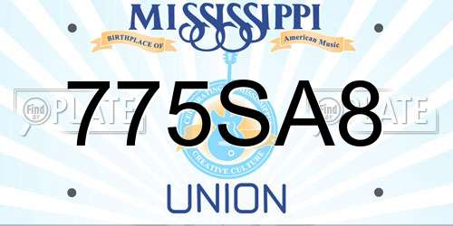 775SA8 Mississippi License Plate