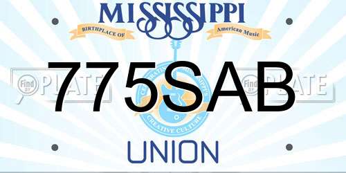 775SAB Mississippi License Plate