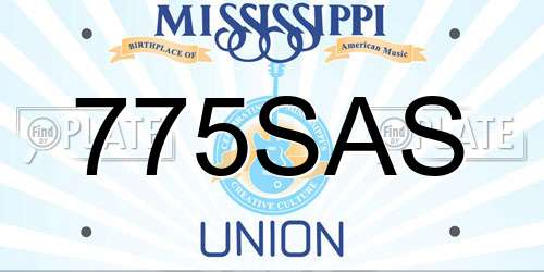 775SAS Mississippi License Plate