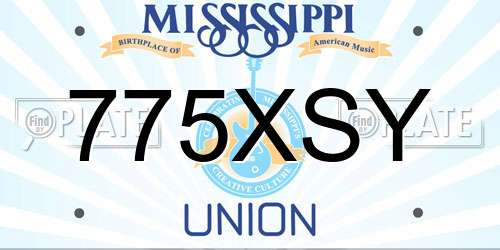 775XSY Mississippi License Plate